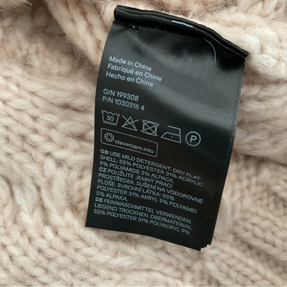 H&M Oversized Peach Pink Mock Turtleneck Chunky Sweater Long Sleeve Sz XS/S - Picture 5 of 6